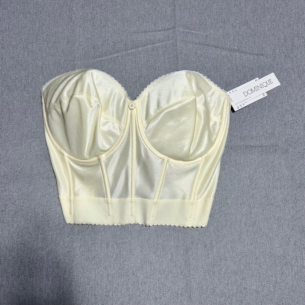 Dominique Longline Bridal Corset Bra Women 40DD/E Ivory Strapless Satin Lace